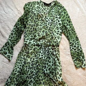 Green Leopard Print Dress